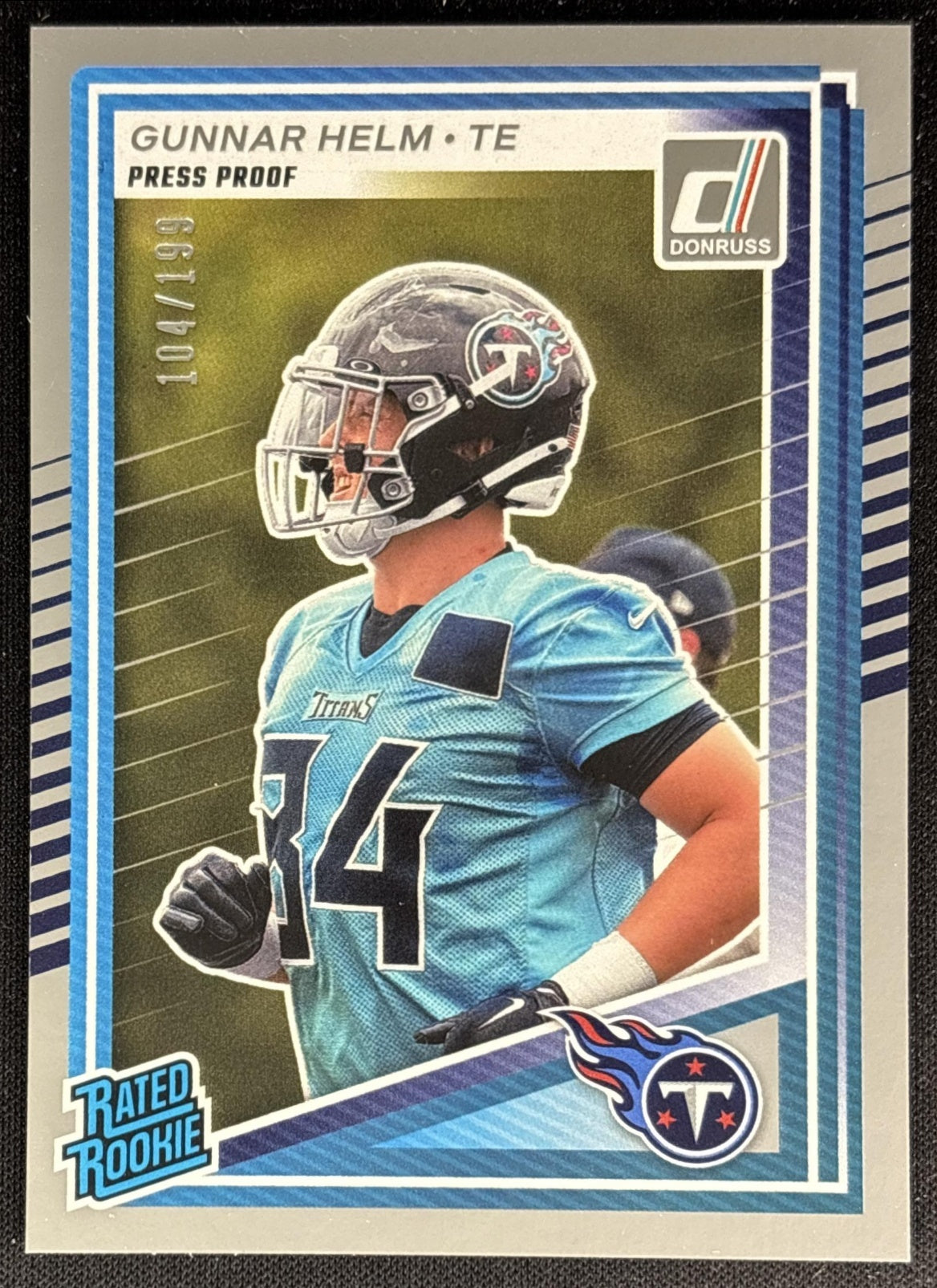 Gunnar Helm 2025 Panini Donruss Rated Rookie Press Proof Silver /199