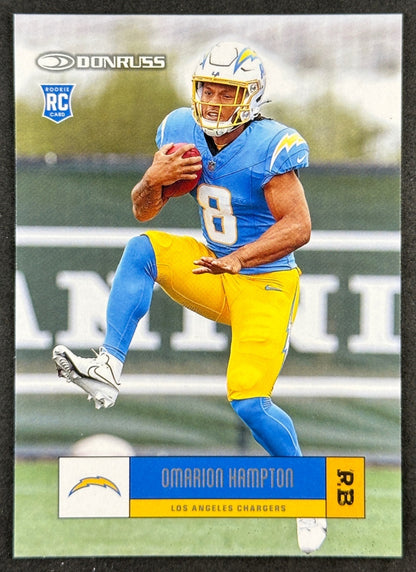 Omarion Hampton 2025 Panini Donruss Chargers Sports Trading Card