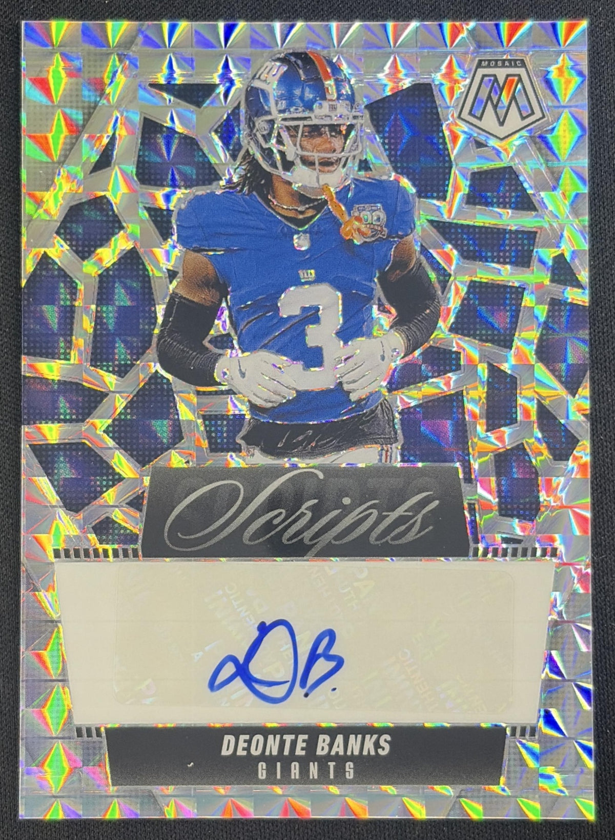Deonte Banks 2025 Panini Mosaic Scripts Giants