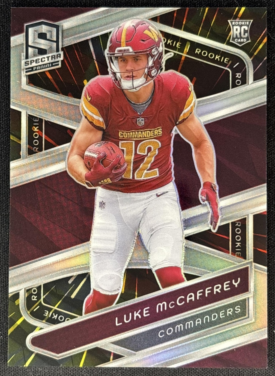 Luke McCaffrey 2024 Panini Spectra Rookies Hyper /75 Commanders front