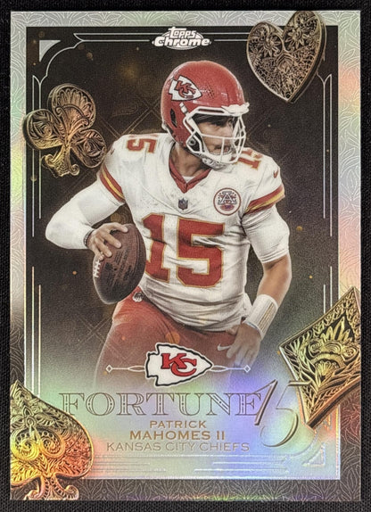 Patrick Mahomes II 2025 Topps Chrome Fortune 15 Refractor Chiefs Sports Trading Cards
