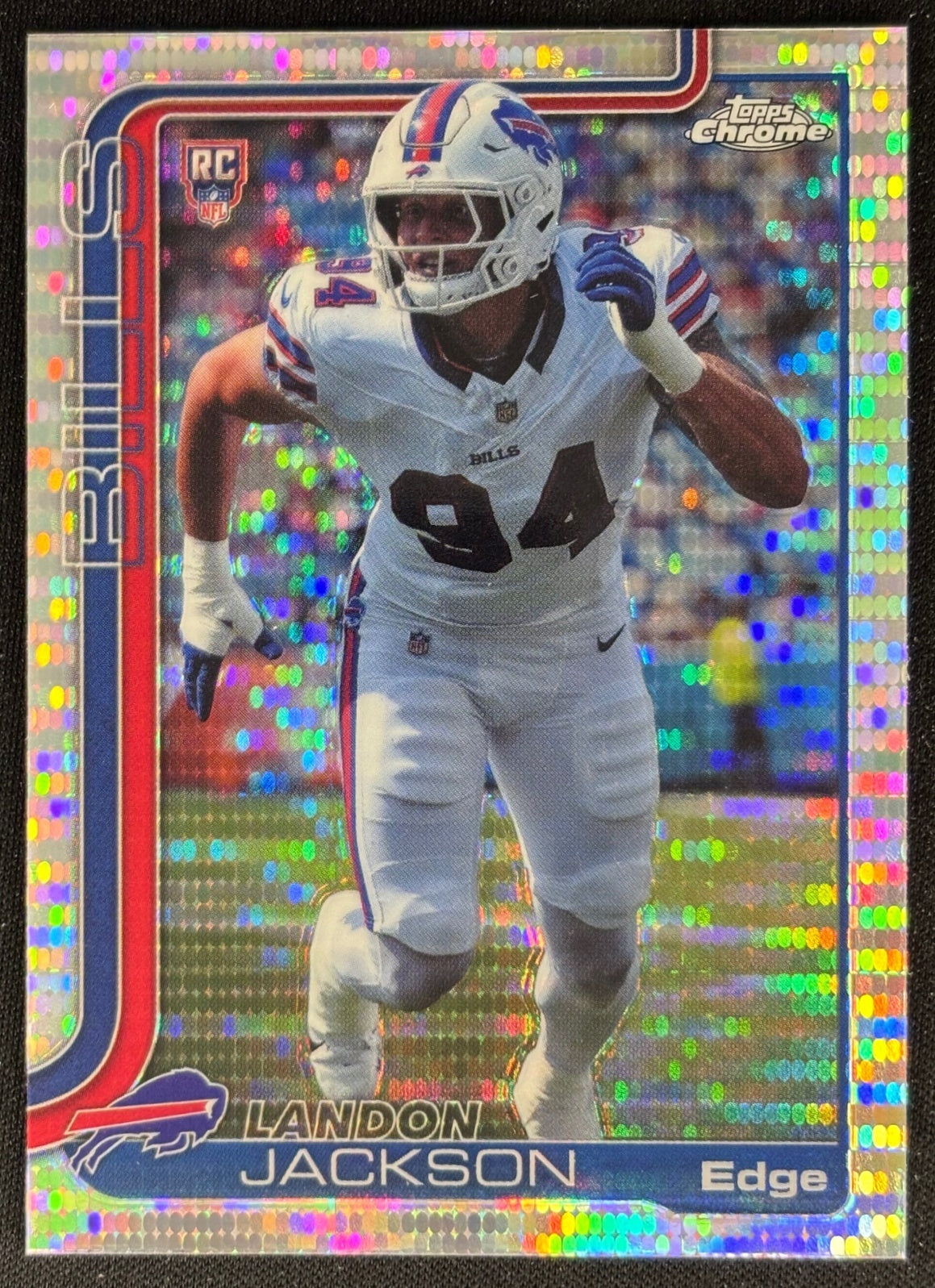 Landon Jackson 2025 Topps Chrome Rookie Pulsar Refractor Bills Sports Trading Cards