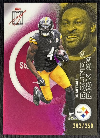 DK Metcalf 2025 Signature Class Chrome Veteran Magenta Refractor /250 Steelers front