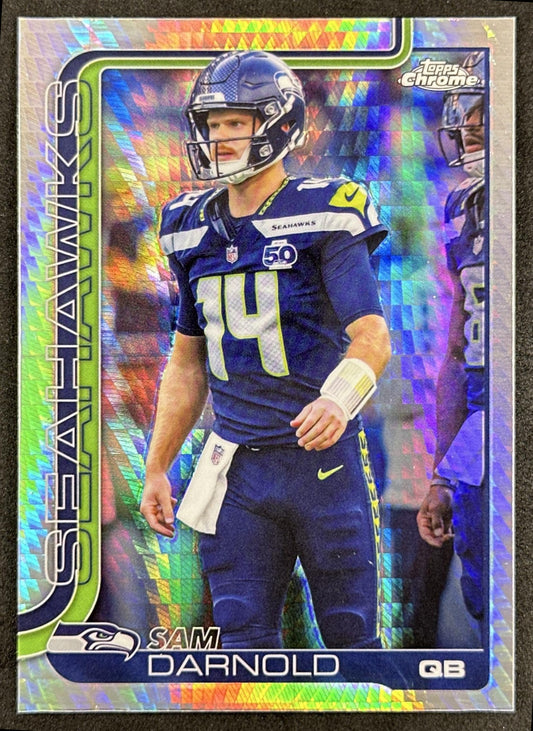 Sam Darnold 2025 Topps Chrome Prism Refractor Seahawks