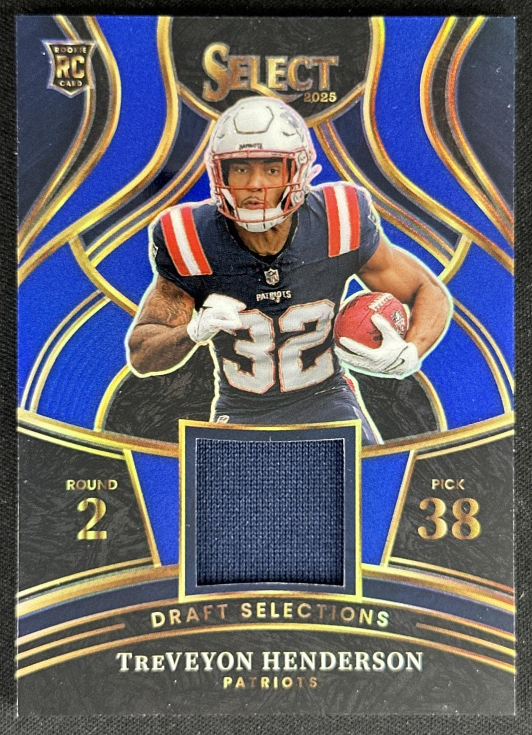 TreVeyon Henderson 2025 Select Draft Selections Memorabilia Blue Prizm Patriots
