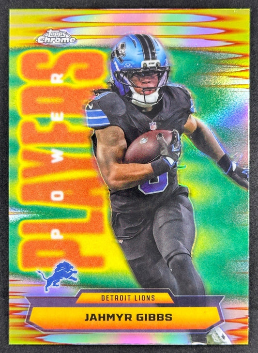 Jahmyr Gibbs 2025 Topps Chrome Power Players Refractor Lions