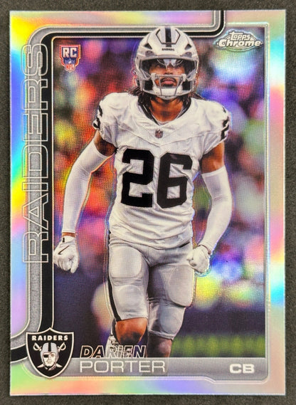 Darien Porter 2025 Topps Chrome Rookie Refractor Raiders Sports Trading Card