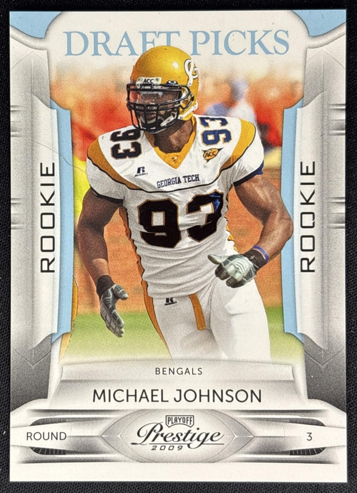Michael Johnson 2009 Panini Playoff Prestige Draft Picks Light Blue /999 Bengals front