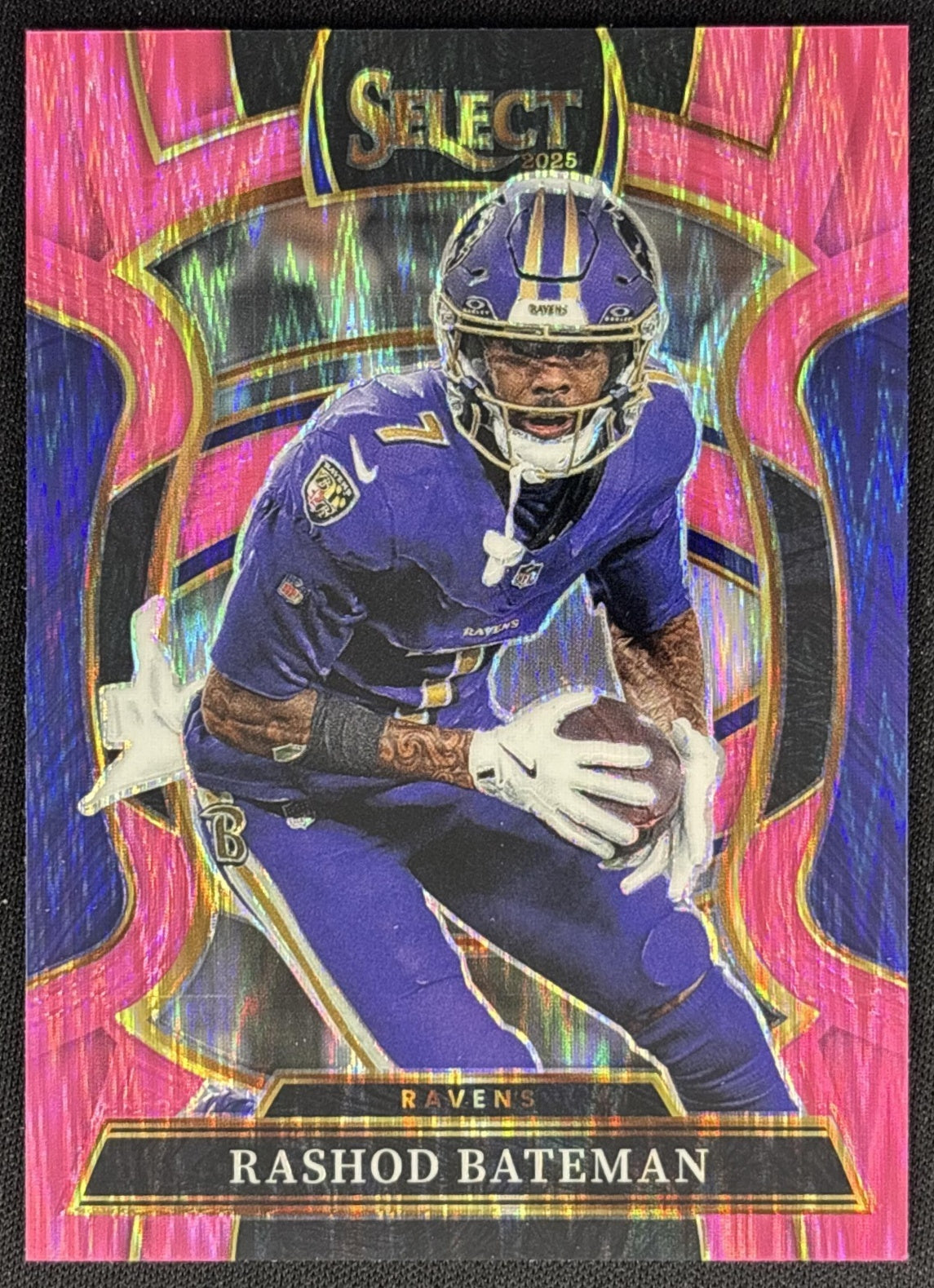 Rashod Bateman 2025 Panini Select Concourse Pink Prizm Shock Ravens front