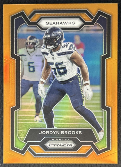 Jordyn Brooks 2023 Panini Prizm Orange /249 Seahawks front