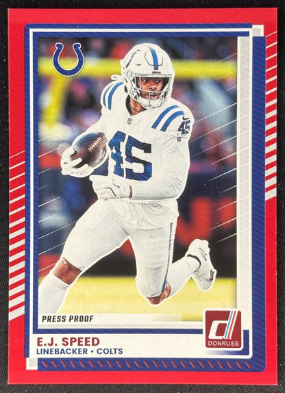 E.J. Speed 2025 Donruss Press Proof Red Colts Football