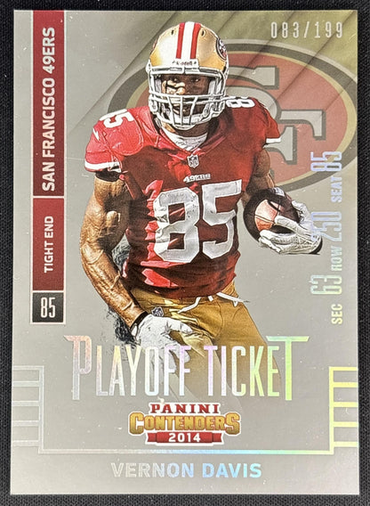 Vernon Davis 2014 Panini Contenders Playoff Ticket /199 49ers front