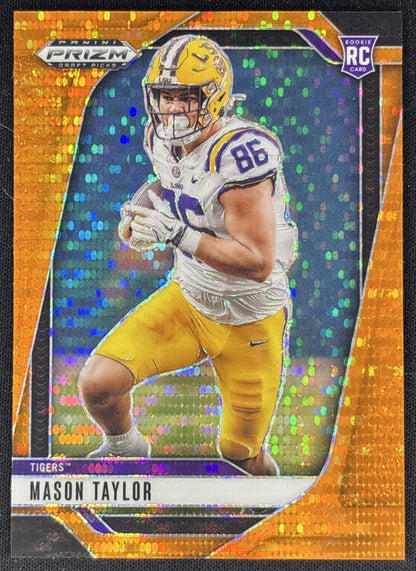 Mason Taylor 2025 Panini Prizm Draft Picks Orange Pulsar /75 Tigers Front