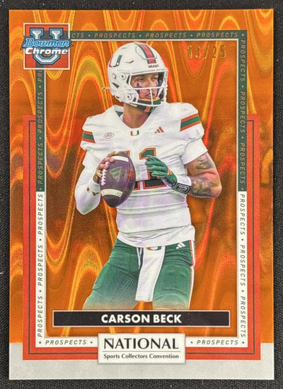 Carson Beck 2026 Topps NSCC Collection Bowman U Chrome Orange Raywave /25 Default Title Sports Trading Cards
