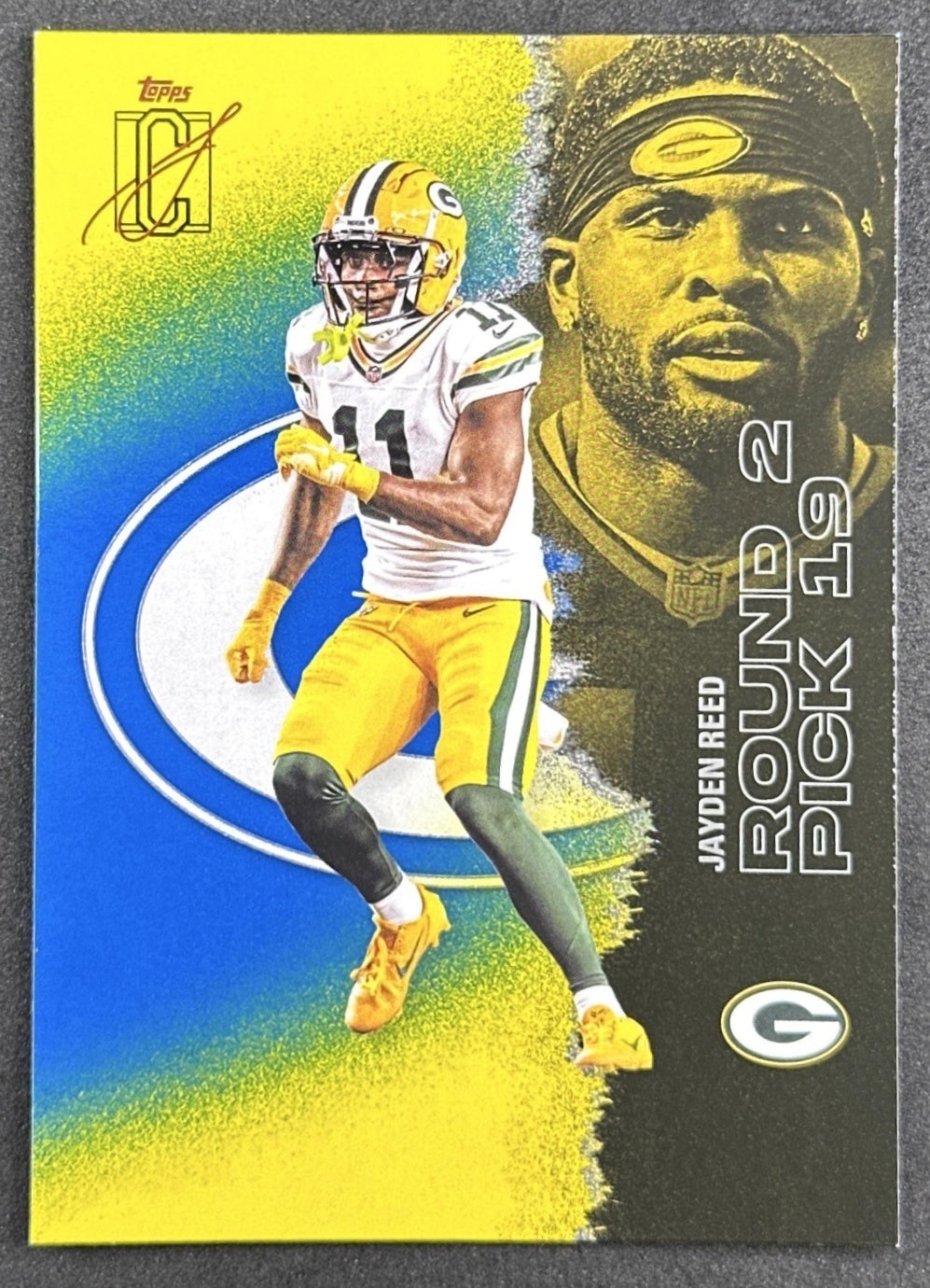 Jayden Reed 2025 Topps Signature Class Veteran Blue & Yellow Foil Packers front sports trading card