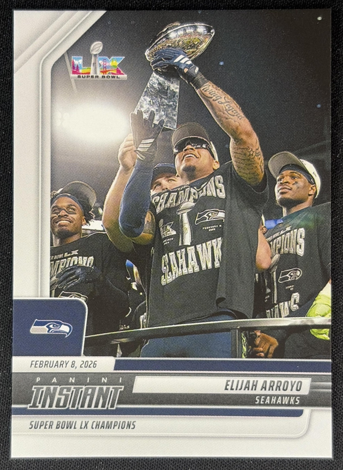 Elijah Arroyo 2026 Panini Instant Super Bowl LIX Champions Seattle Seahawks front