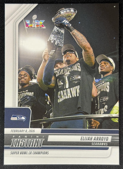 Elijah Arroyo 2026 Panini Instant Super Bowl LIX Champions Seattle Seahawks front