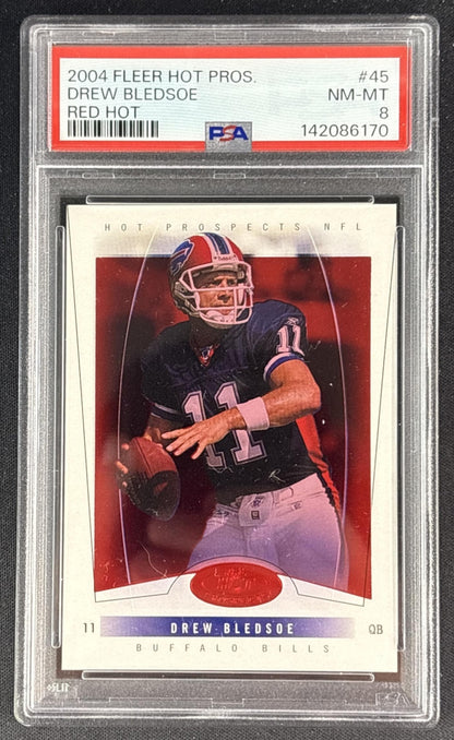 Drew Bledsoe 2004 Fleer Hot Prospects Red /50 PSA 8 Bills 142086170 Sports Trading Cards