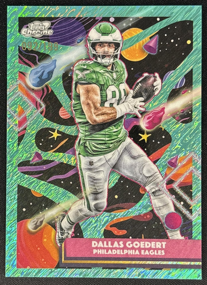 Dallas Goedert 2025 Topps Cosmic Chrome Aqua Equinox Refractor /199 Eagles front