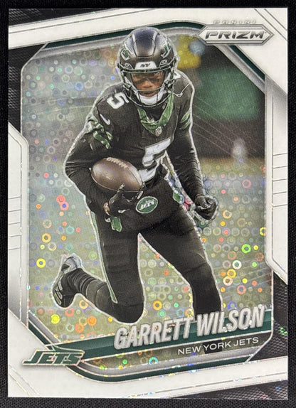 Garrett Wilson 2025 Panini Prizm White Disco Jets Sports Trading Cards