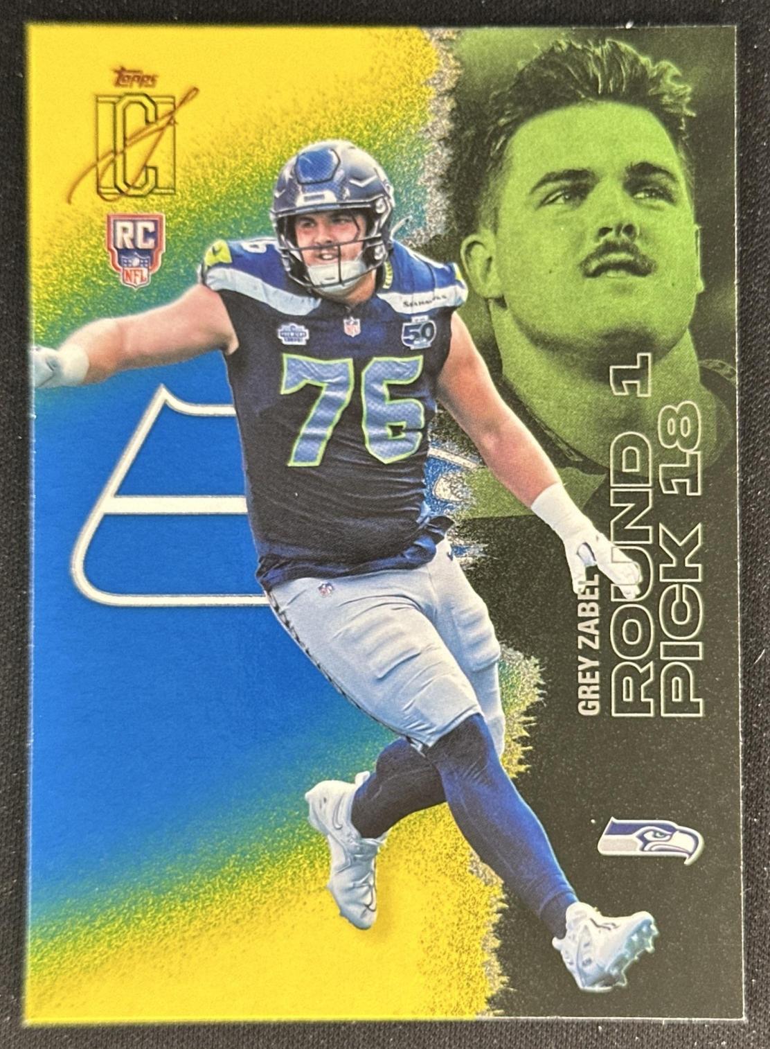 Grey Zabel 2025 Topps Signature Class Rookie Blue & Yellow Foil Seahawks front