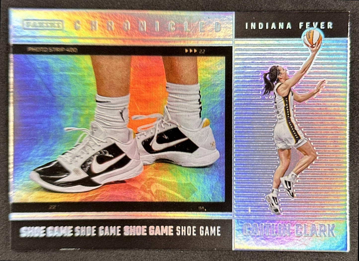 Caitlin Clark 2025 Panini Chronicled Shoe Game Holo Fever 74 Indiana Fever
