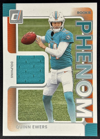 Quinn Ewers 2025 Panini Donruss Rookie Phenom Jerseys Dolphins front