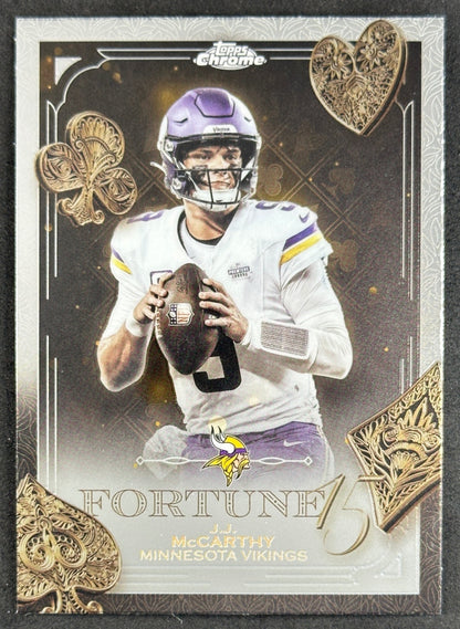J.J. McCarthy 2025 Topps Chrome Fortune 15 Vikings Sports Trading Cards