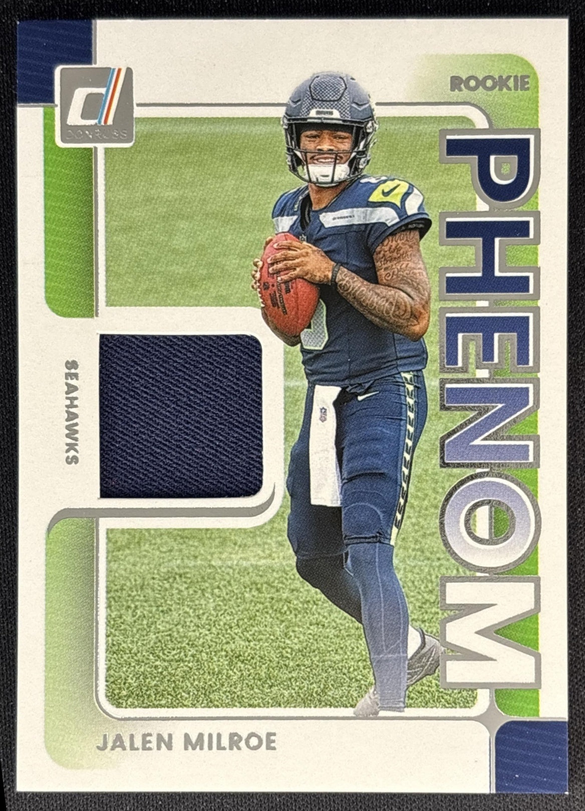 Jalen Milroe 2025 Panini Donruss Rookie Phenom Jerseys Seahawks front