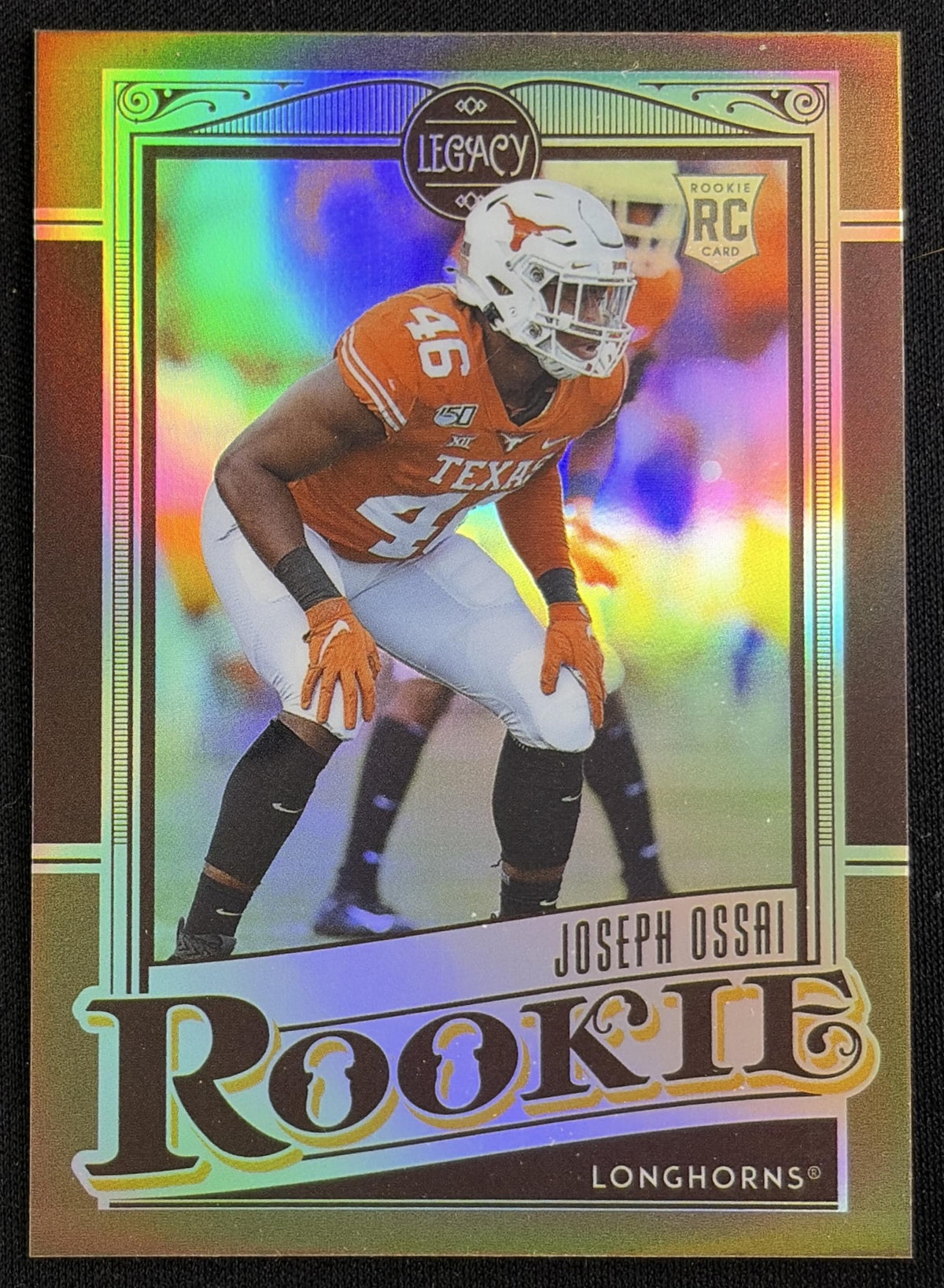 Front of Joseph Ossai 2021 Panini Legacy Rookies Premium Edition Bronze /100 Longhorns sports trading card