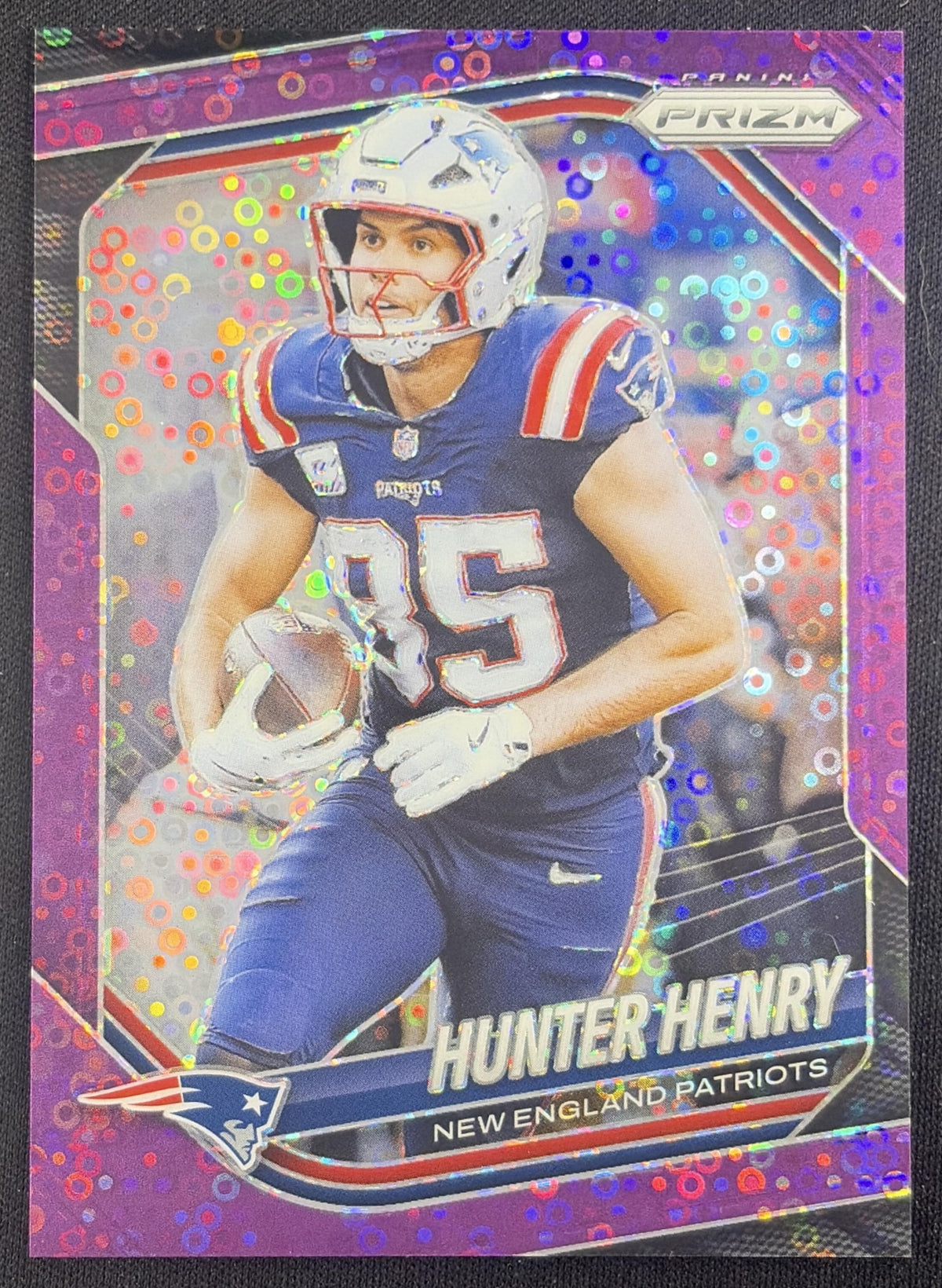Hunter Henry 2025 Panini Prizm No Huddle Purple /75 Patriots