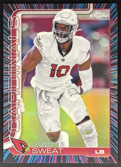 Josh Sweat 2025 Topps Chrome Neon Pulse Refractor Cardinals Default Title Sports Trading Card