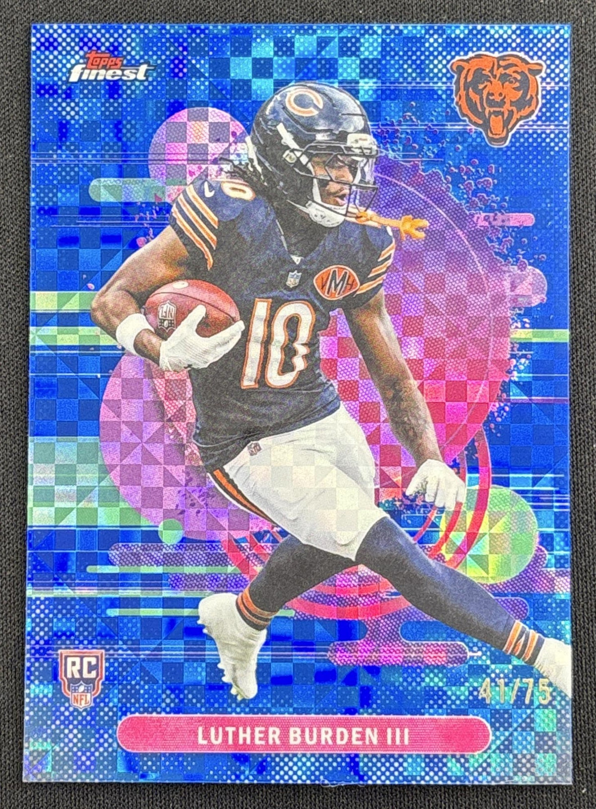 Luther Burden III 2025 Topps Finest Uncommon Blue X-Fractor /75 Bears