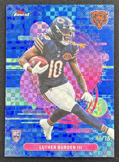 Luther Burden III 2025 Topps Finest Uncommon Blue X-Fractor /75 Bears