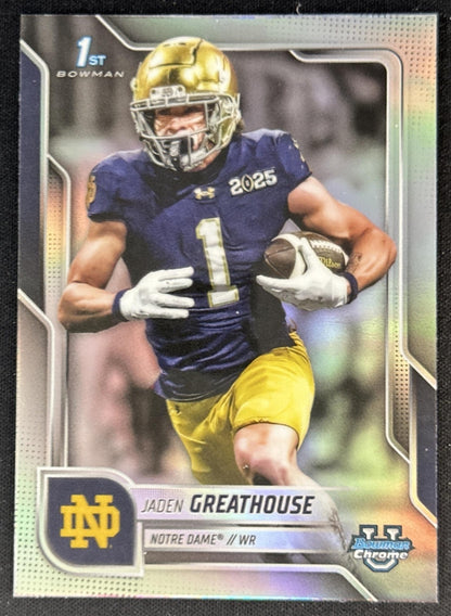 Jaden Greathouse 2025 Chrome University Prospects Refractor Fighting Irish