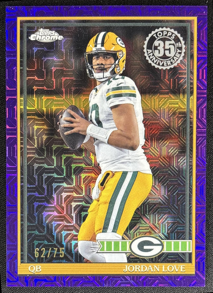 Jordan Love 2026 Topps 1991 Chrome Mojo Refractor Purple /75 Packers