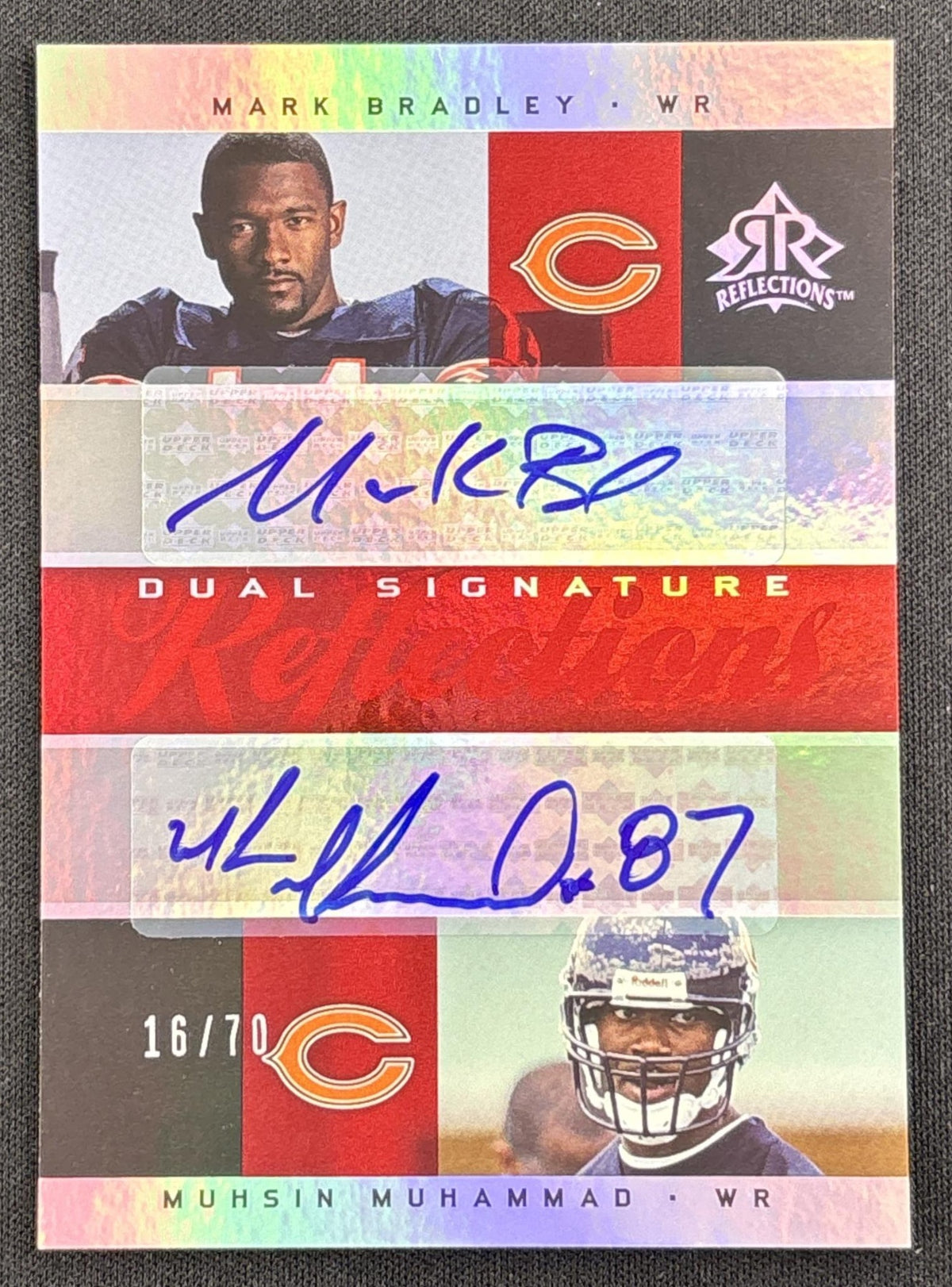 Mark Bradley Muhsin Muhammad 2005 Upper Deck Reflections Dual Signature Red /70 Bears
