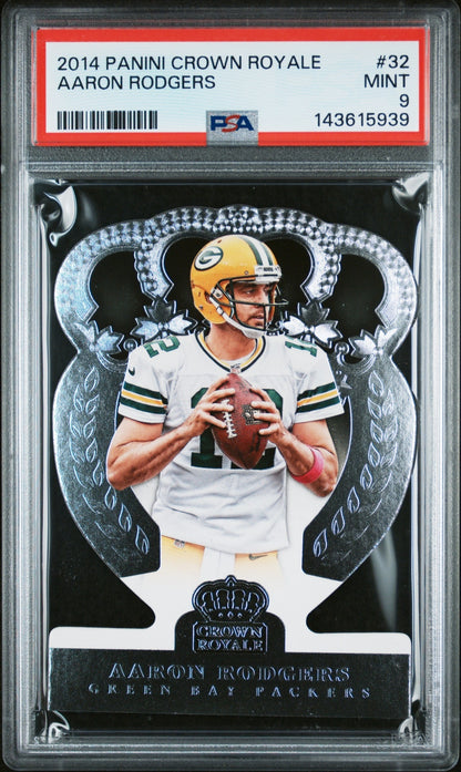 Aaron Rodgers 2014 Panini Crown Royale PSA 9 Packers front