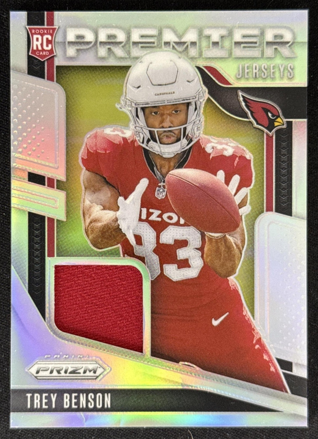Trey Benson 2024 Panini Prizm Premier Jerseys Cardinals Sports Trading Card