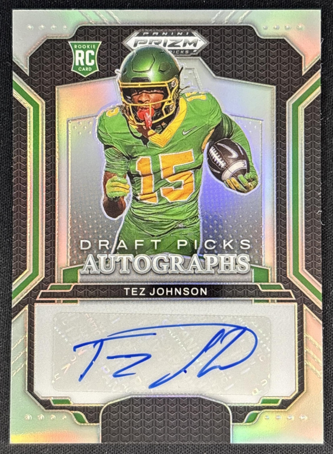 Tez Johnson 2025 Panini Prizm Draft Picks Auto Silver Ducks Sports Trading Cards
