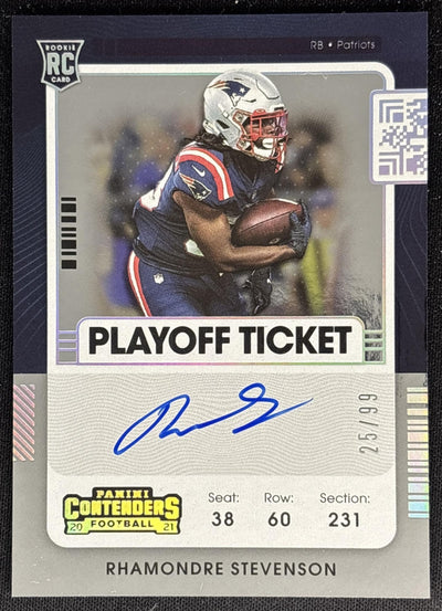 Rhamondre Stevenson 2021 Panini Contenders Playoff Ticket /99 Patriots Default Title Sports Trading Cards