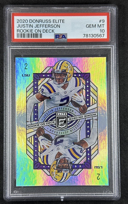 Justin Jefferson 2020 Panini Donruss Elite Rookie on Deck PSA 10
