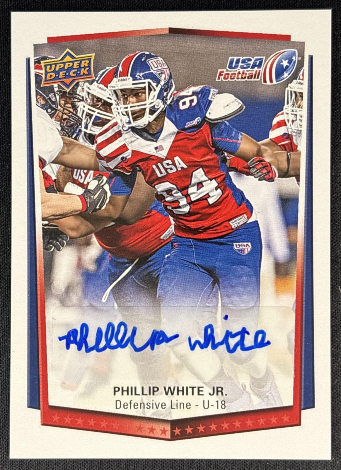 Phillip White Jr. 2015 Upper Deck USA Football Auto front