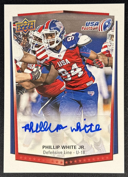 Phillip White Jr. 2015 Upper Deck USA Football Auto front