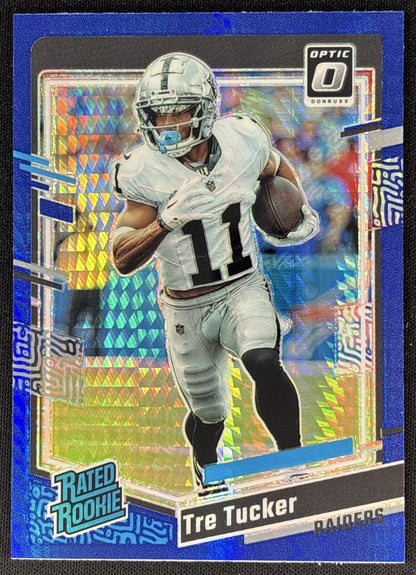 Tre Tucker 2023 Panini Donruss Optic Blue Hyper Prizm Raiders