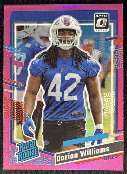 Dorian Williams 2023 Panini Donruss Optic Rated Rookie Preview Pink Prizm Bills