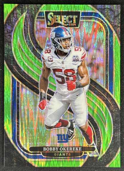 Bobby Okereke 2024 Panini Select Premier Neon Green Prizm Shock /499 Giants