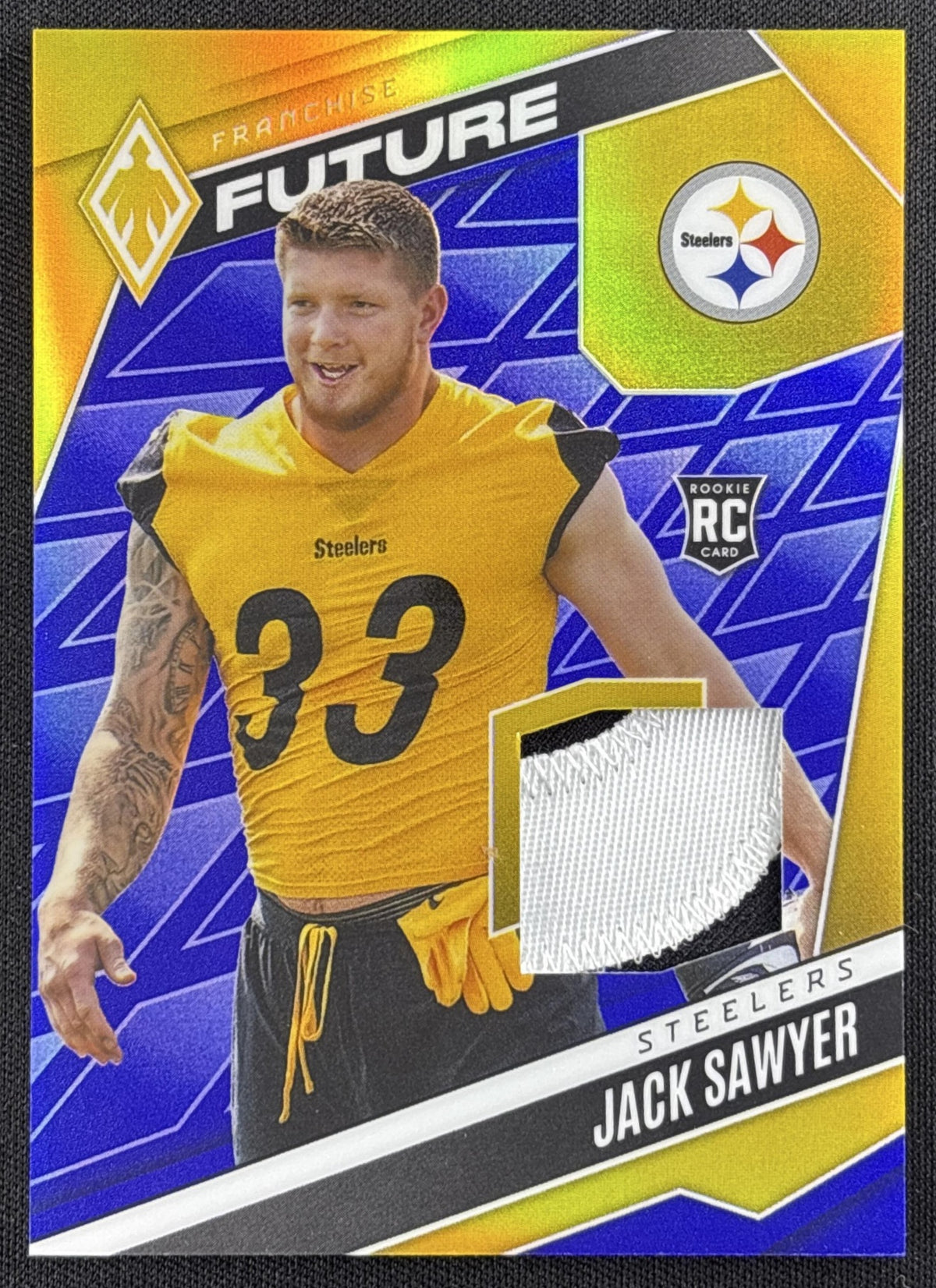 Jack Sawyer 2025 Panini Phoenix Franchise Future Material Blue Prizm /199 Steelers