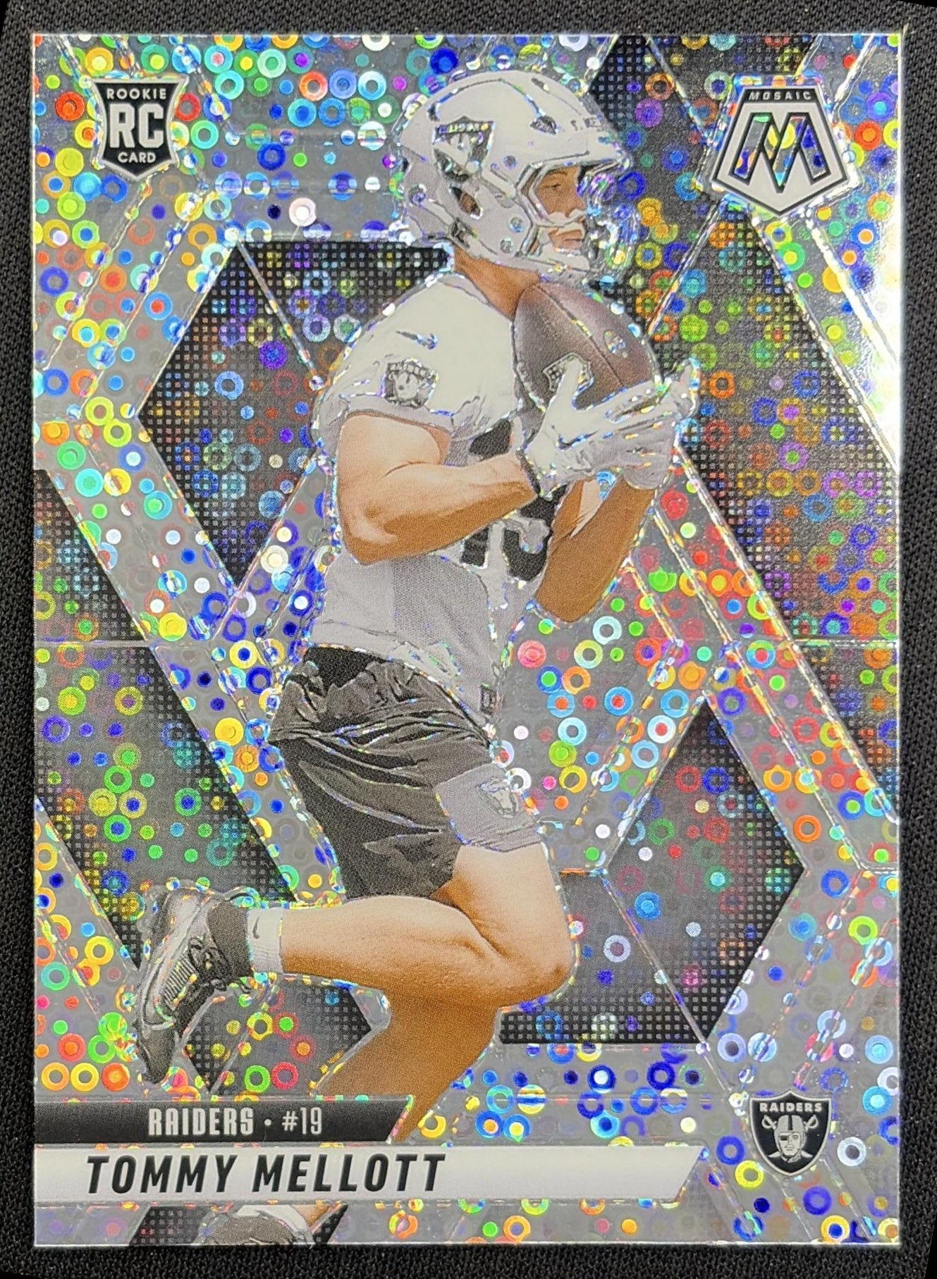 Tommy Mellott 2025 Panini Mosaic Rookies No Huddle Silver Prizm Raiders