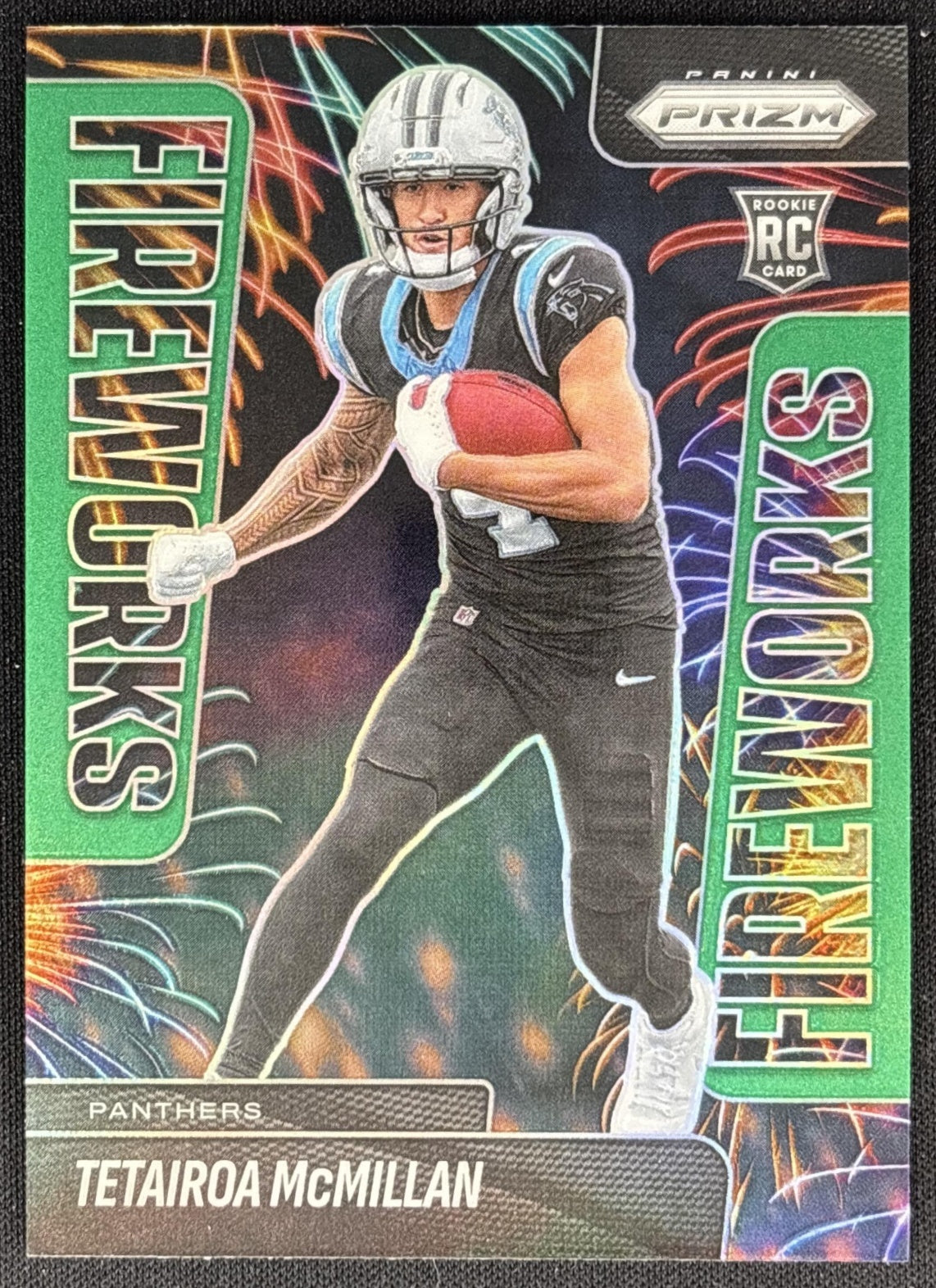 Tetairoa McMillan 2025 Panini Prizm Fireworks Green Panthers Sports Trading Cards